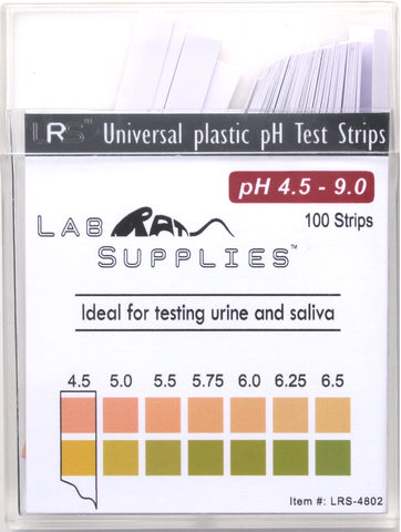 Plastic pH Test Strips, Universal Application (pH 4.5-9.0), 100 Strips