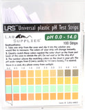 Plastic pH Test Strips, Universal Application (pH 0.0-14.0, 0.5 pH Intervals), 100 Strips