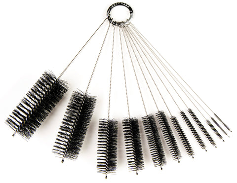 Labrat Supplies 12 inch Pipe Cleaning Brush Set with Stainless Steel Bristles, 8 Piece Variety Pack for Auto Parts, Bottles, Guns, Tubes, etc.